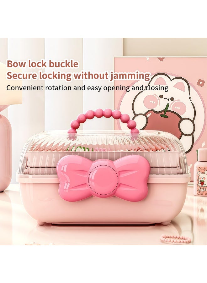 XiuWoo Kids' Storage Box,3-Layer Organizer/Basket/Trunk,Toy Storage Cube,Hair Accessories, Scrunchies & Necklaces Storage Box,Kids Hair Accessories Storage Box,Cute Girls Jewelry Organizer,Cosmetics Storage Box,Cute Lockable Jewelry Organizer Container,Durable And Washabl,for Hairpin Barrette, Practical Travel Gift,for Girls & Women - Image 4